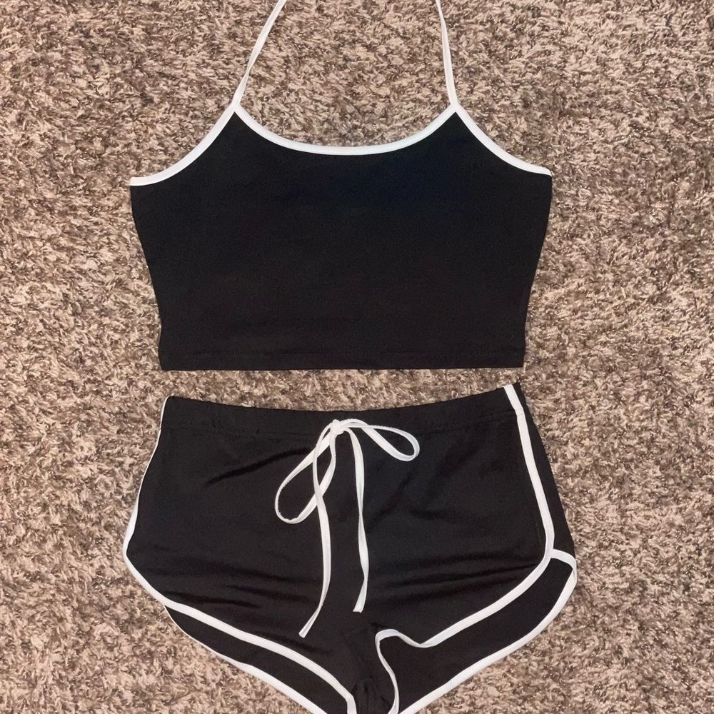 Black and White PJ Set with Shorts